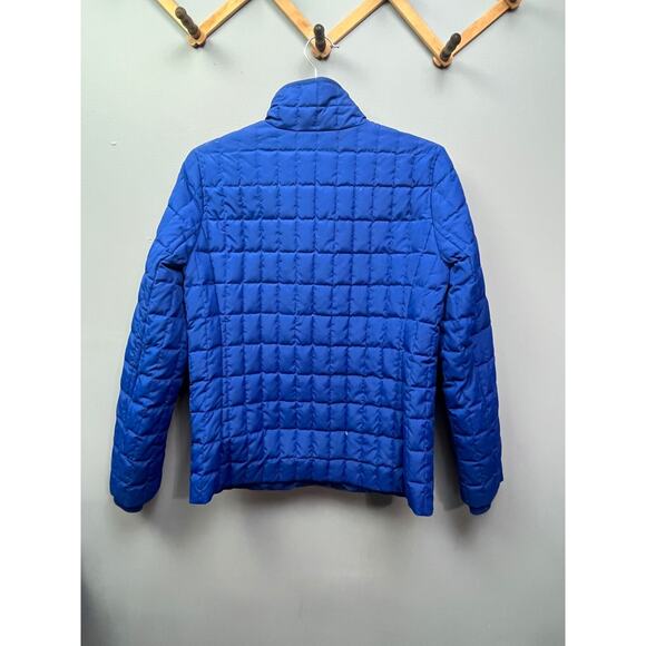 J Crew down filled full zip jacket Womens size Small gold zippers Blue Quilted - Picture 2 of 7